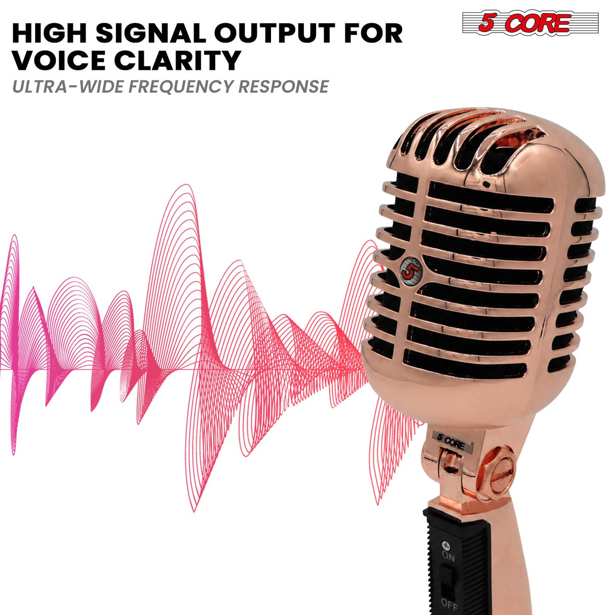5 Core Retro Dynamic Vocal Iconic Microphone Vintage Style Classic Cardioid Unidirectional Mic