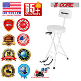 5Core Guitar Stool 3.15" Padded Chair w Backrest Foldable Music Seat Built in Foot Rest Guitar Stand