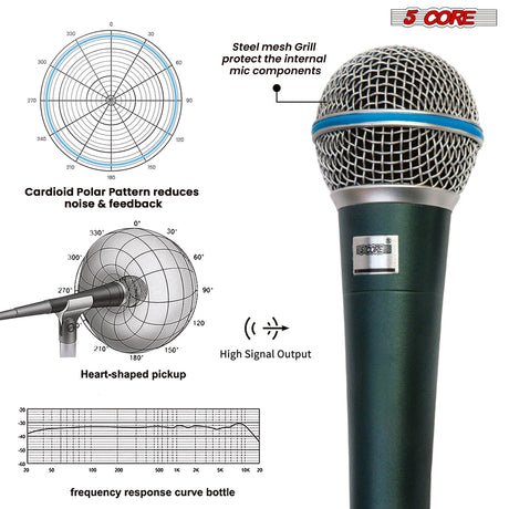 5 Core Microphone Professional Dynamic Mic Karaoke Singing XLR Wired Micrófono