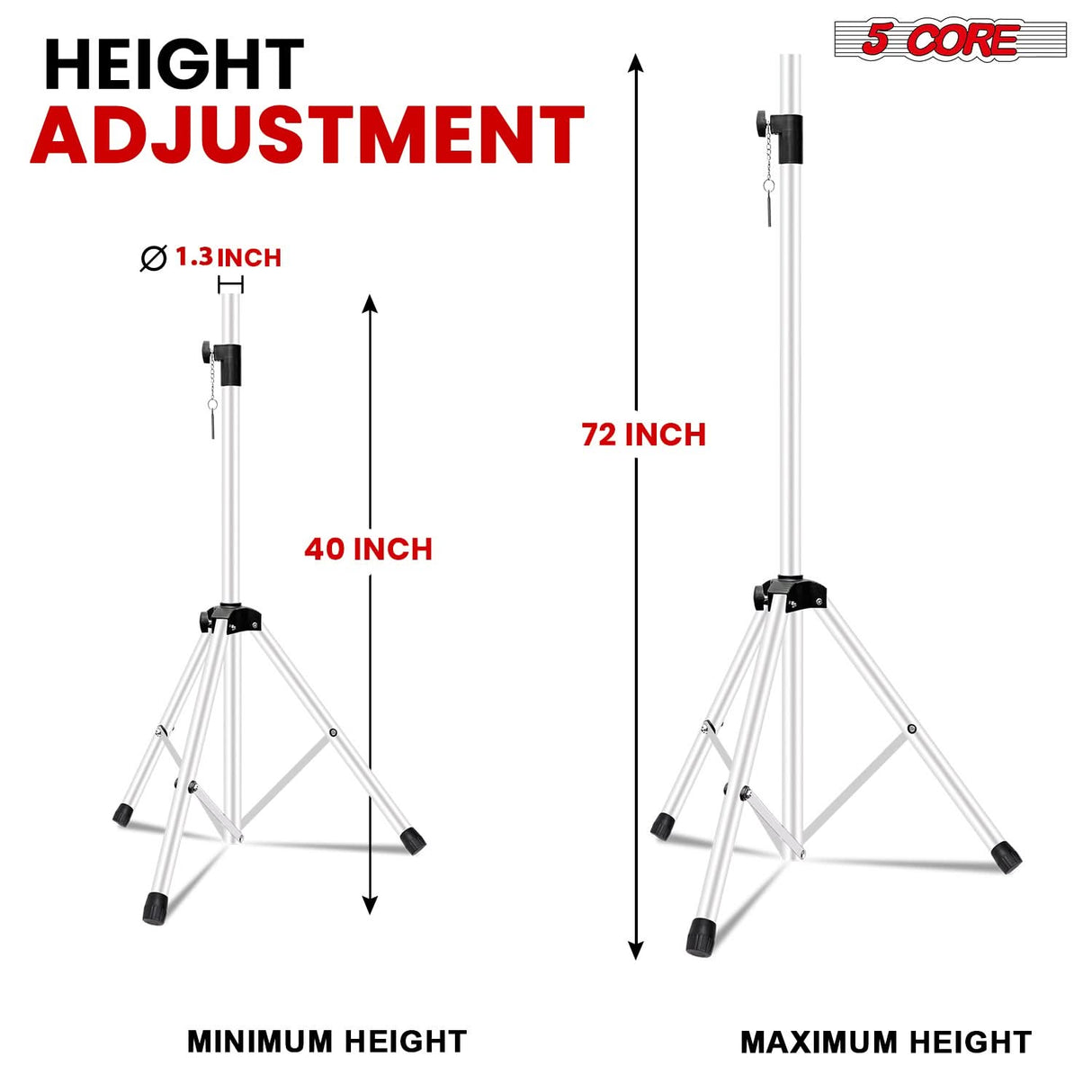 5 Core Speaker Stand Height Adjustable PA DJ Tripod Studio Monitor Stands w 35mm Compatible Insert