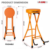5Core Guitar Stool 3.15" Padded Chair Foldable Heavy Duty Music Seat Built in Foot Rest Guitar Stand