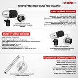 5 Core Conga Mic Snare Tom Set Professional XLR Cardioid Unidirectional Instrument Microphone Kit