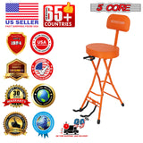 5Core Guitar Stool 3.15" Padded Chair w Backrest Foldable Music Seat Built in Foot Rest Guitar Stand
