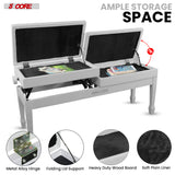 5 Core Duet Piano Bench 3.5 Inch Padded Cushioned Stool Wooden Heavy Duty Musician Chair w Storage