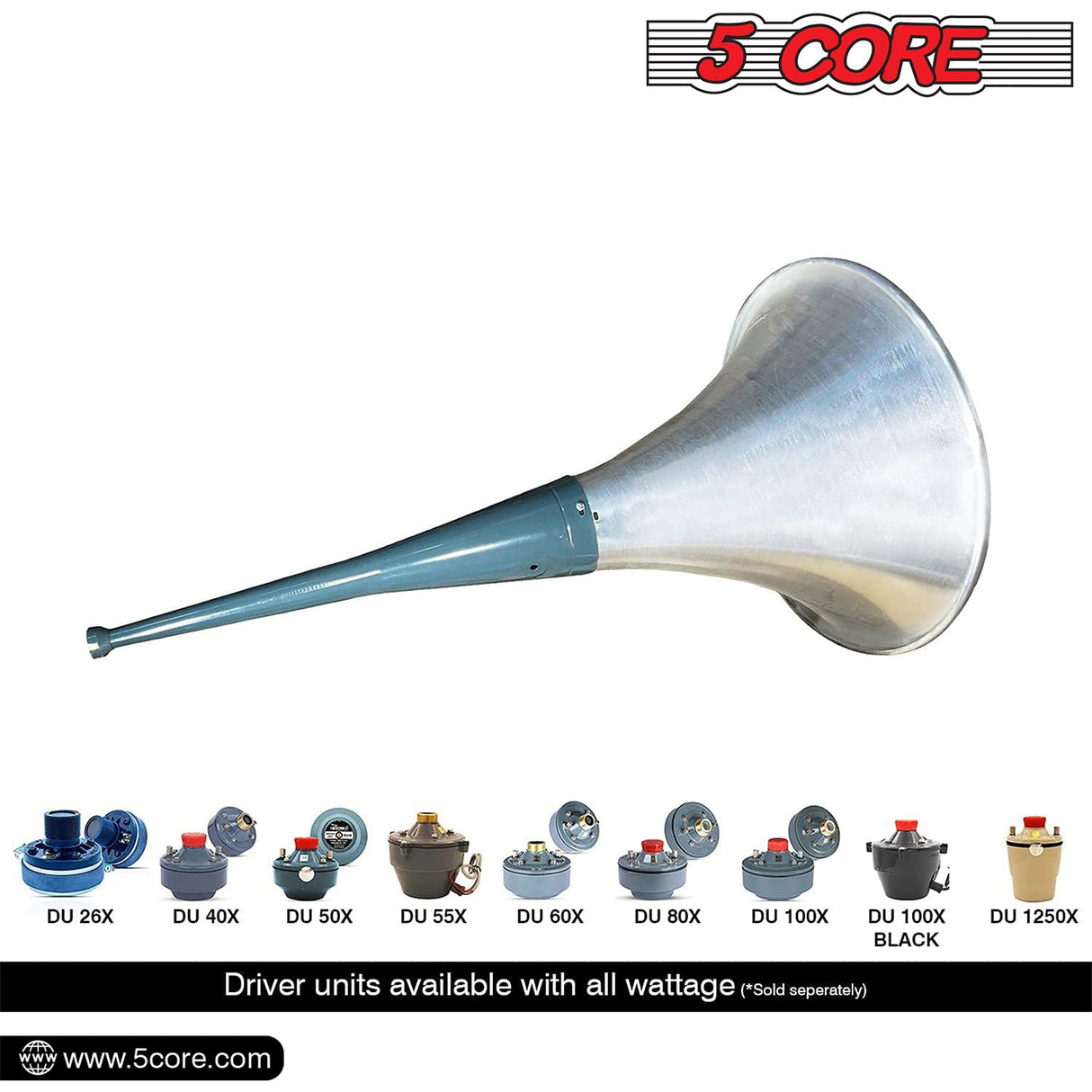 5 Core PA Horn Speaker 500W PMPO Compression Driver in 22 Inch Trumpet Throat Loud Audio System
