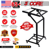5Core DJ Mixer Stand 12U Adjustable Rack Mount Rolling Stage Cart Pro Audio Studio Equipment w Wheel