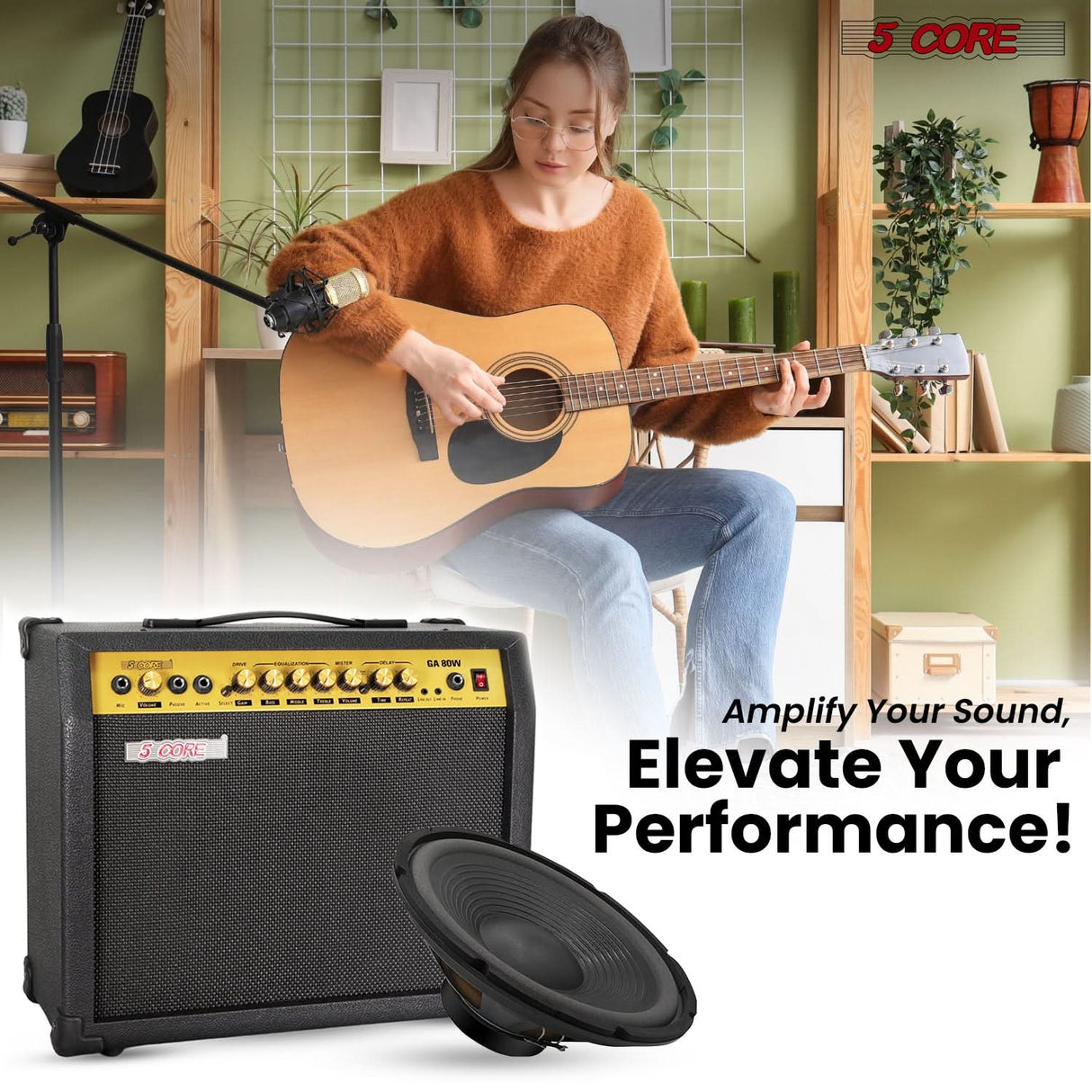 5 Core 12 Inch Guitar Amp Speaker Replacement 200W 8 Ohm Low Distortion for Electric Guitar Cabinets