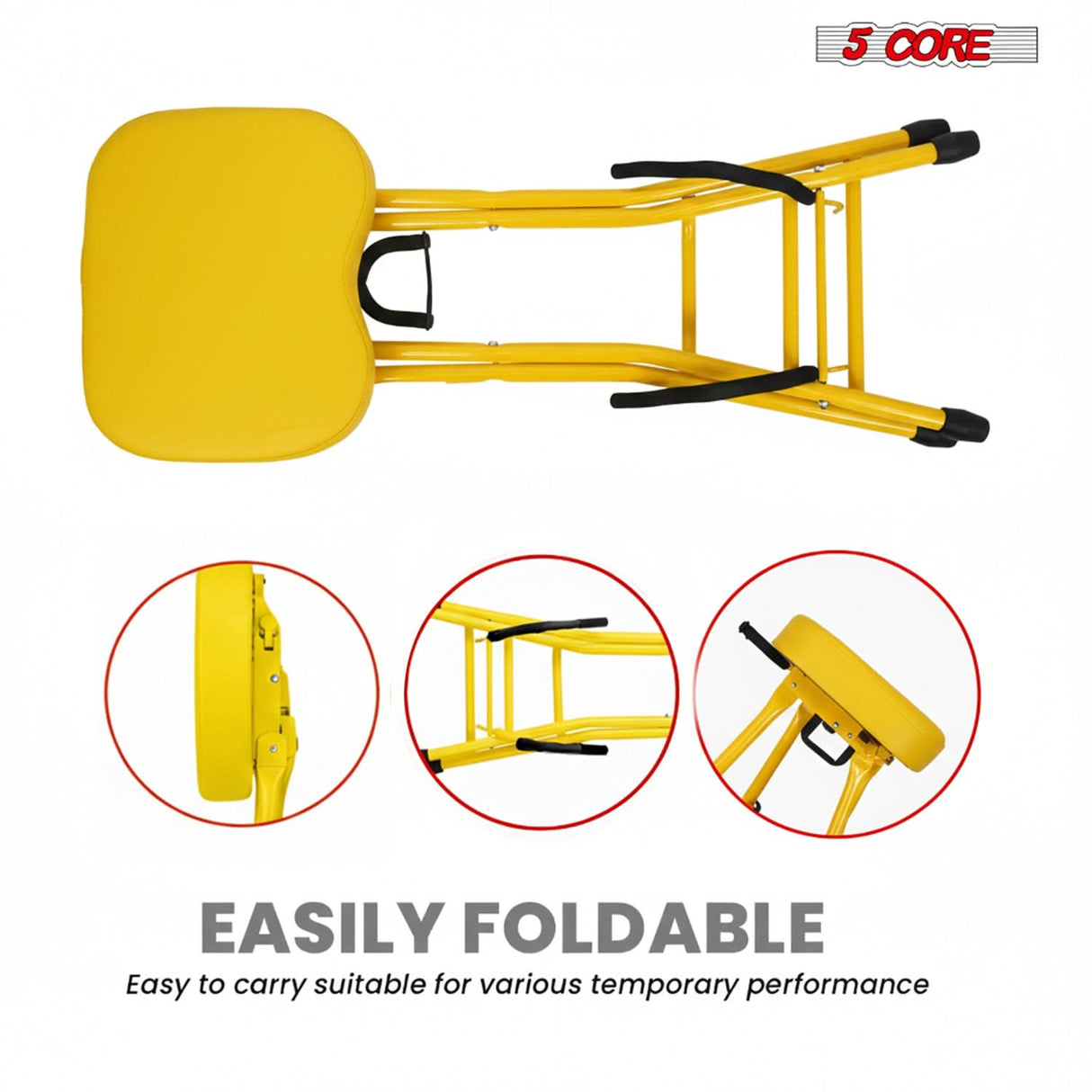 5 Core Guitar Stool 3.15" Padded Chair Foldable Music Seat w Built in Foot Rest Guitar Stand