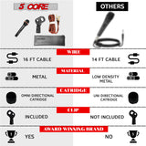 5 Core Microphone 2Pc Dynamic Vocal Handheld Mic Cardioid Singing Karaok Microfono  w On Off Switch