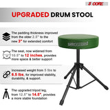 5 Core Drum Throne 3" Thick Padded Memory Foam Comfortable Drummer Stool 330Lb Capacity Adjustable