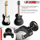 5Core Guitar Wall Mount Hanger 4Pcs Hook Metal Base Soft Padding Adjustable Rotatable Holder
