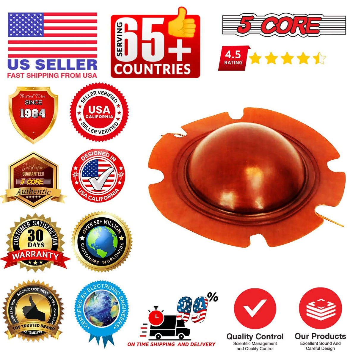 5Core 2 Inch Diaphragm Replacement 10 Pcs Phenolic Voice Coil 51mm + Kapton Former Diameter Horn