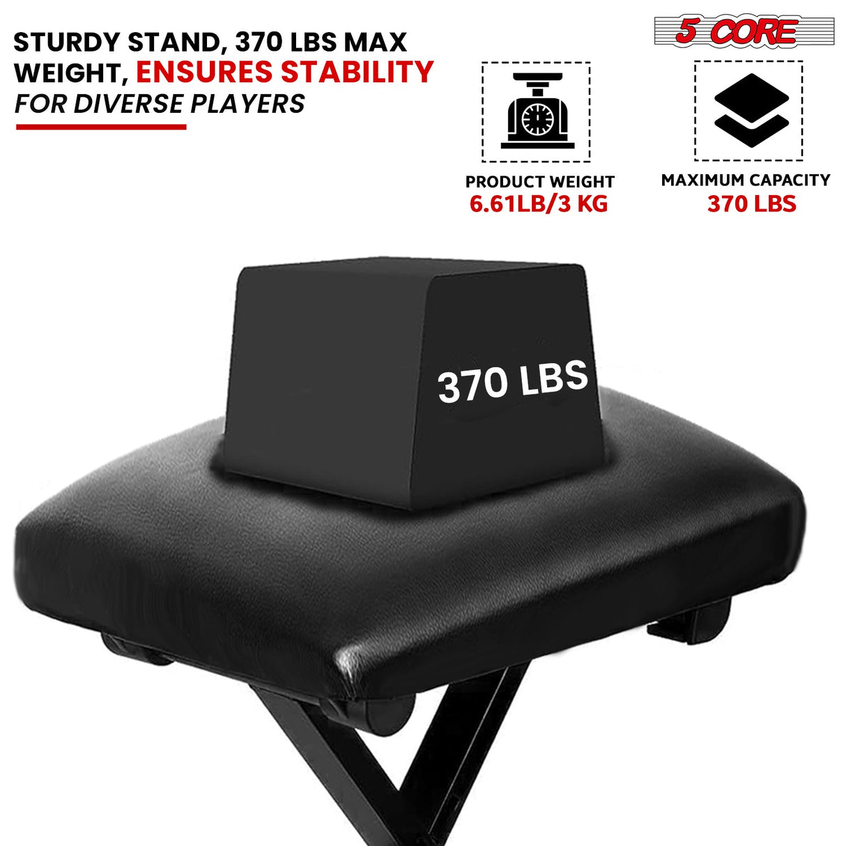 5 Core Keyboard Bench X Style Piano Stool Padded Adjustable Keyboards Chair