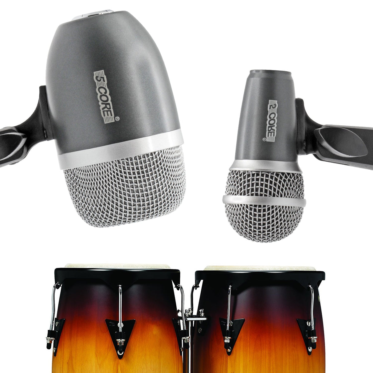 5Core Conga Mic Snare Tom Microphone Drum Kit Condenser XLR Instrument Mics GRAY
