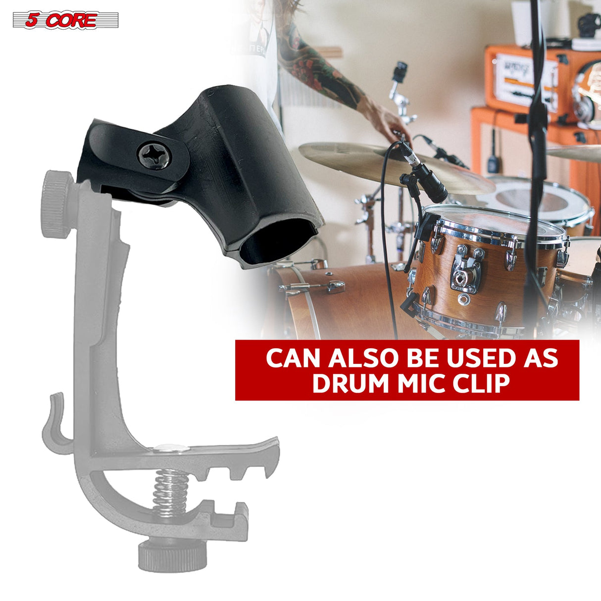5 Core Microphone Clip Holder 4 Pieces with Screw Adapters 5/8 to 3/8 Inch