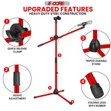 5Core Tripod Mic Stand Adjustable Heavy Duty Floor Holder Microphone Boom Arm RED