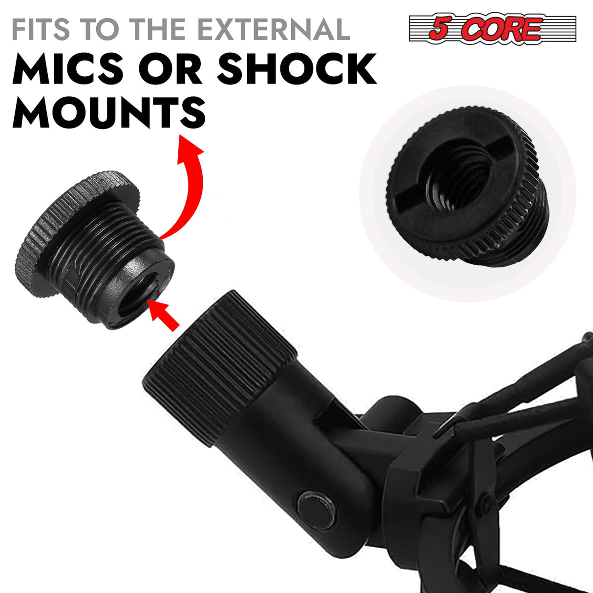 5 Core Mic Stand Adapter 5/8 Male to 3/8 Female Screw Thread Conversion Connector