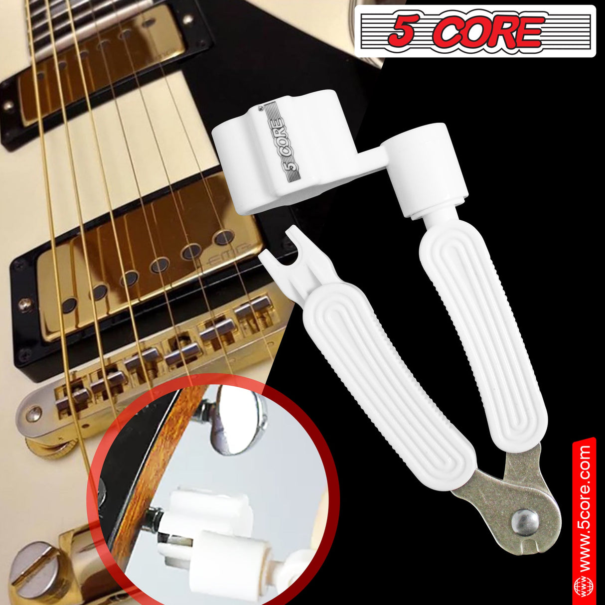 5Core Guitar String Winder Cutter Bridge Pin Remover 3In1 Acoustic Electric Guitars Tool