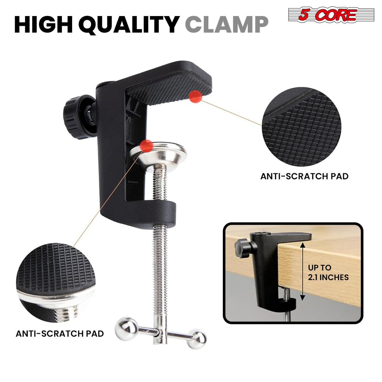 5Core Microphone Stand Suspension Desk Scissor Boom Arm 16" Shock Mount Pop Filter