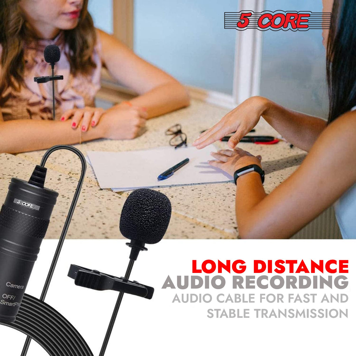 5Core Lavalier Microphone Clip On  Professional Grade 3.5mm Lapel Mic  Omnidirectional Lav Mic