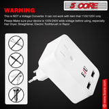 5 Core European Travel Plug Adapter w 2 USB Ports Universal Adopter for International Power Outlet