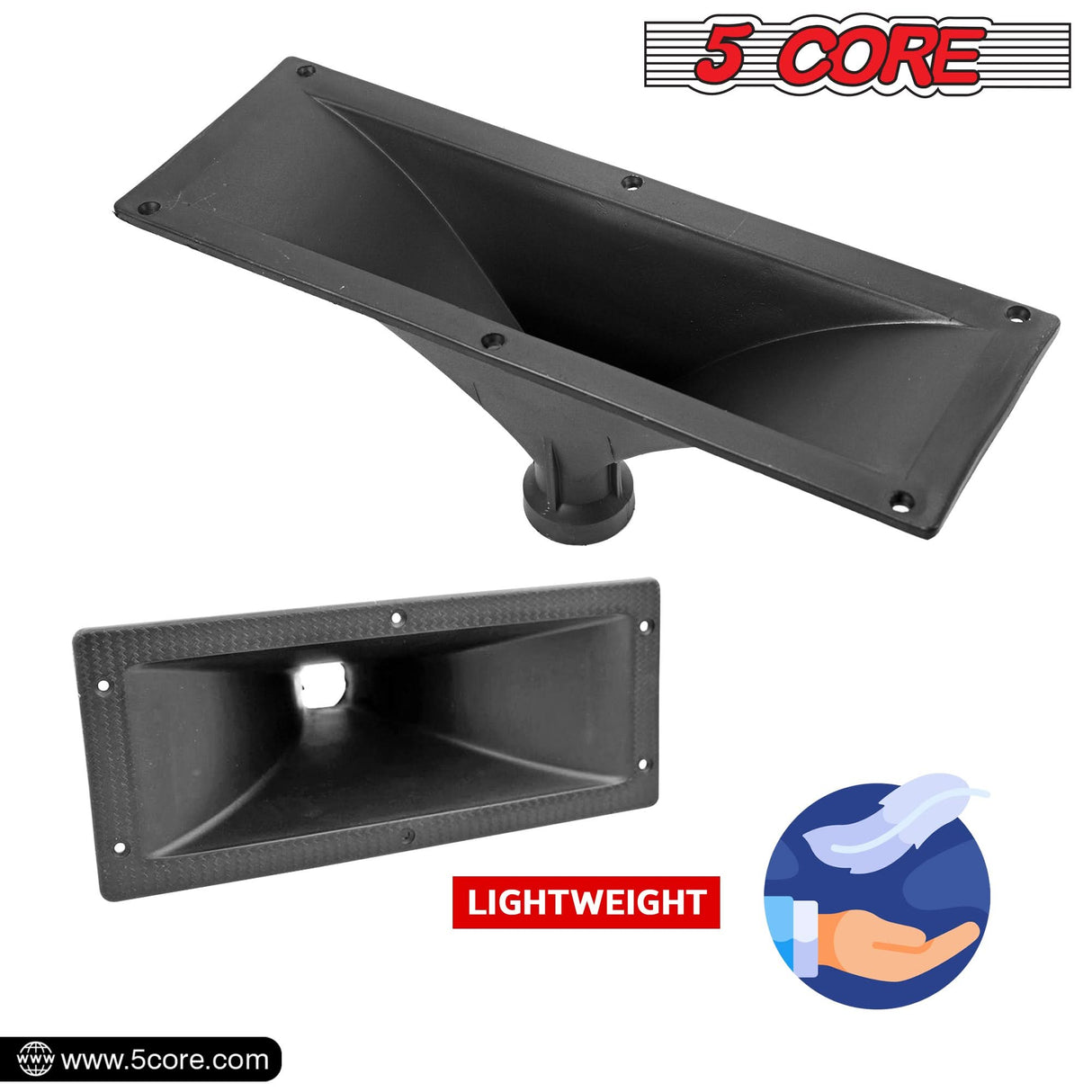 5 Core 15x5 Rectangle Plastic Screw-On Horn 4Pcs for Assorted Speaker Cabinets 34mm Throat