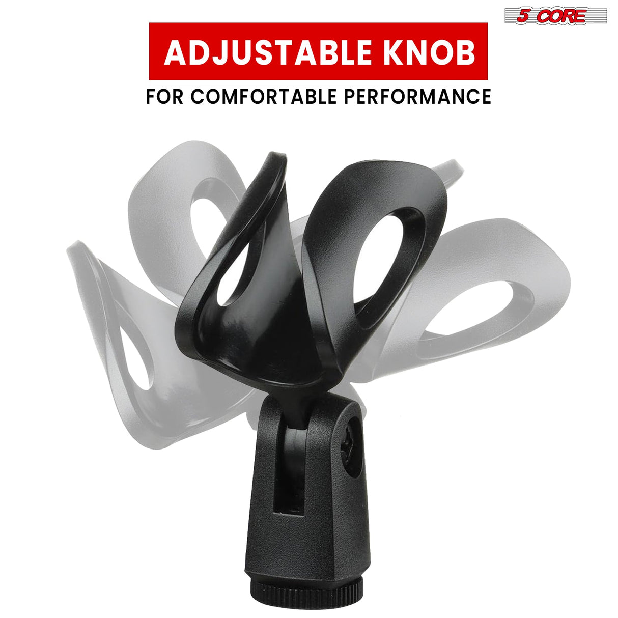 5 Core Microphone Clip Holder 2 Pieces with Screw Adapters 5/8 to 3/8 Inch