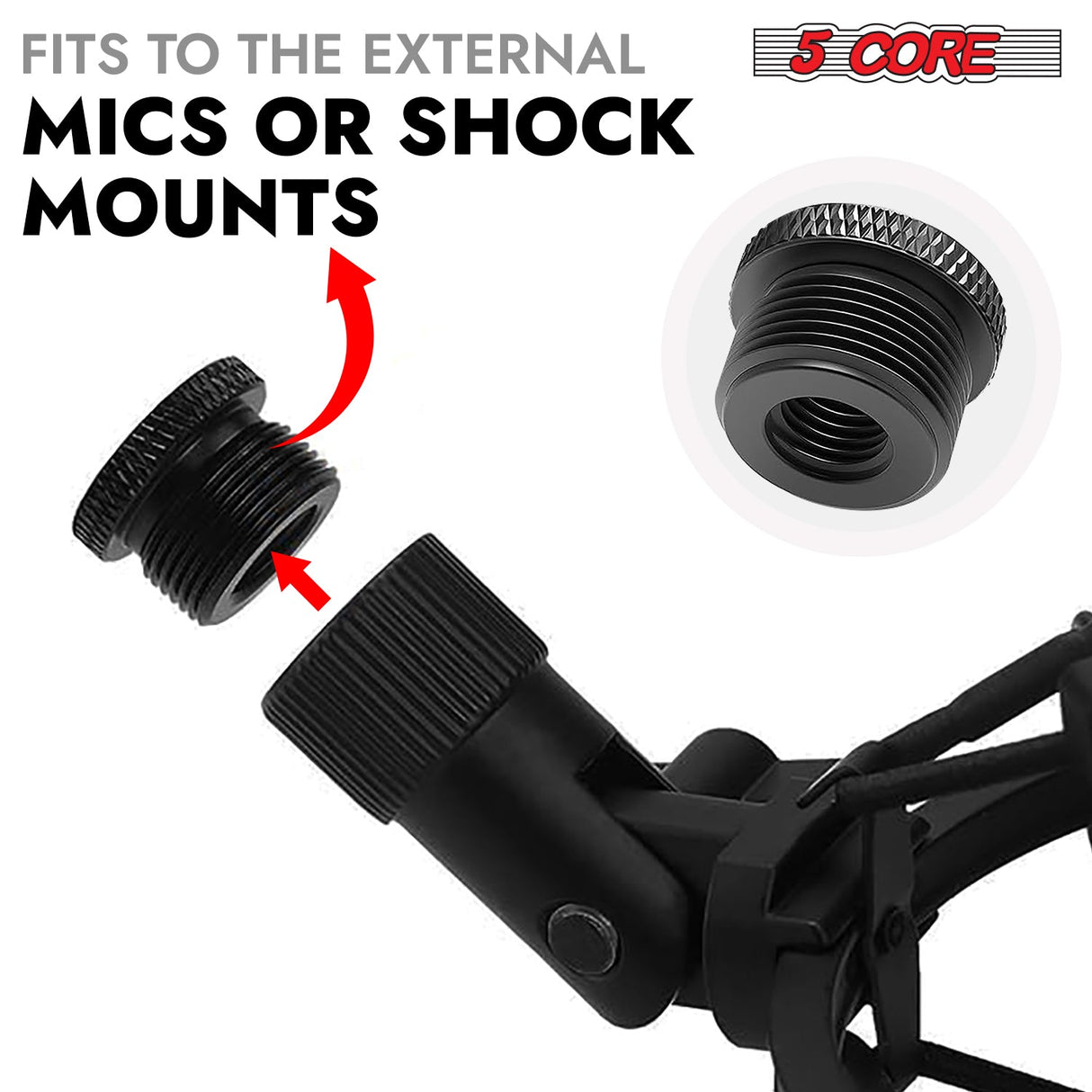 5 Core Mic Stand Adapter 12 Pieces 5/8 Male to 3/8 Female Screw Thread Conversion Connector