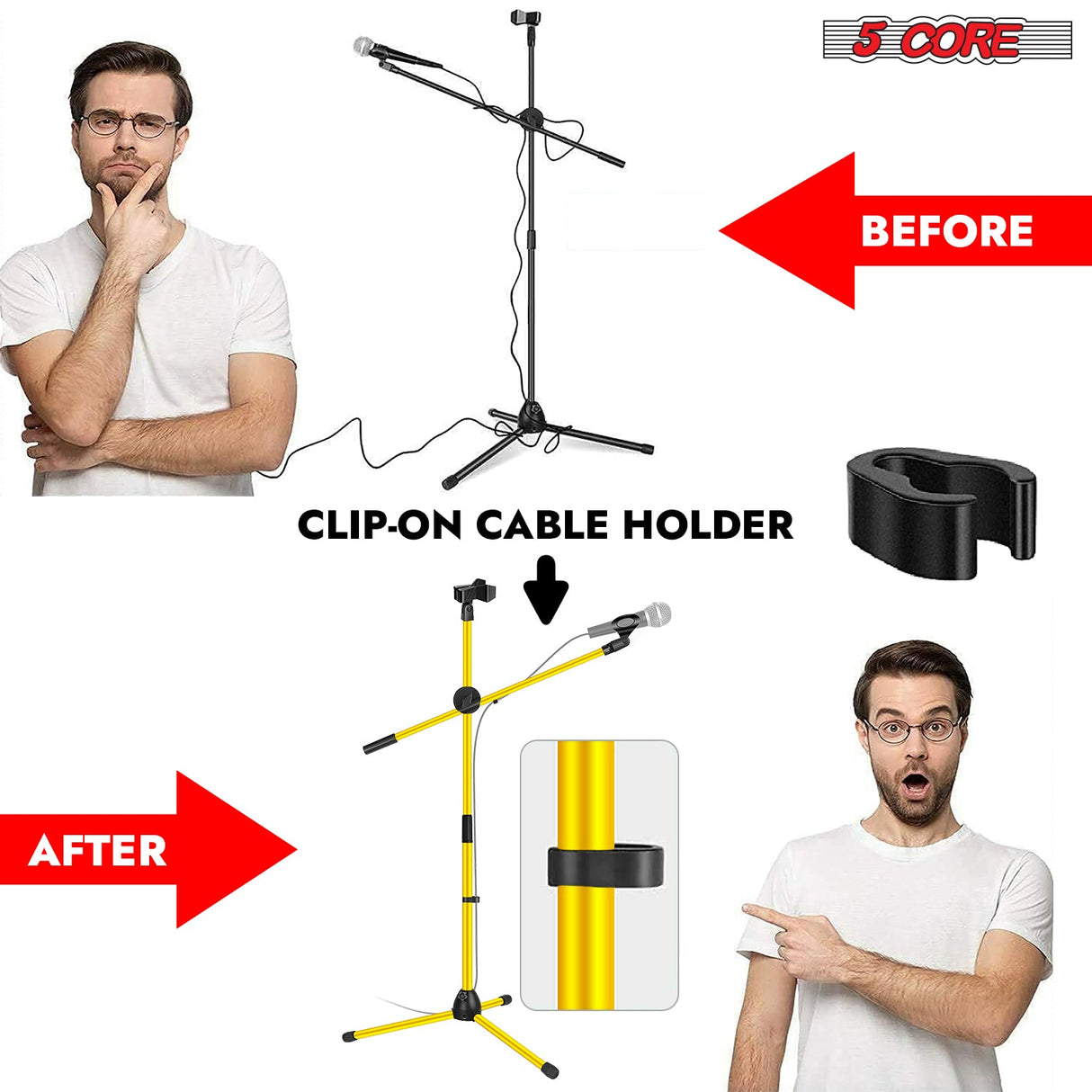 5Core Tripod Mic Stand Adjustable Heavy Duty Floor Holder Microphone Boom Arm YELLOW