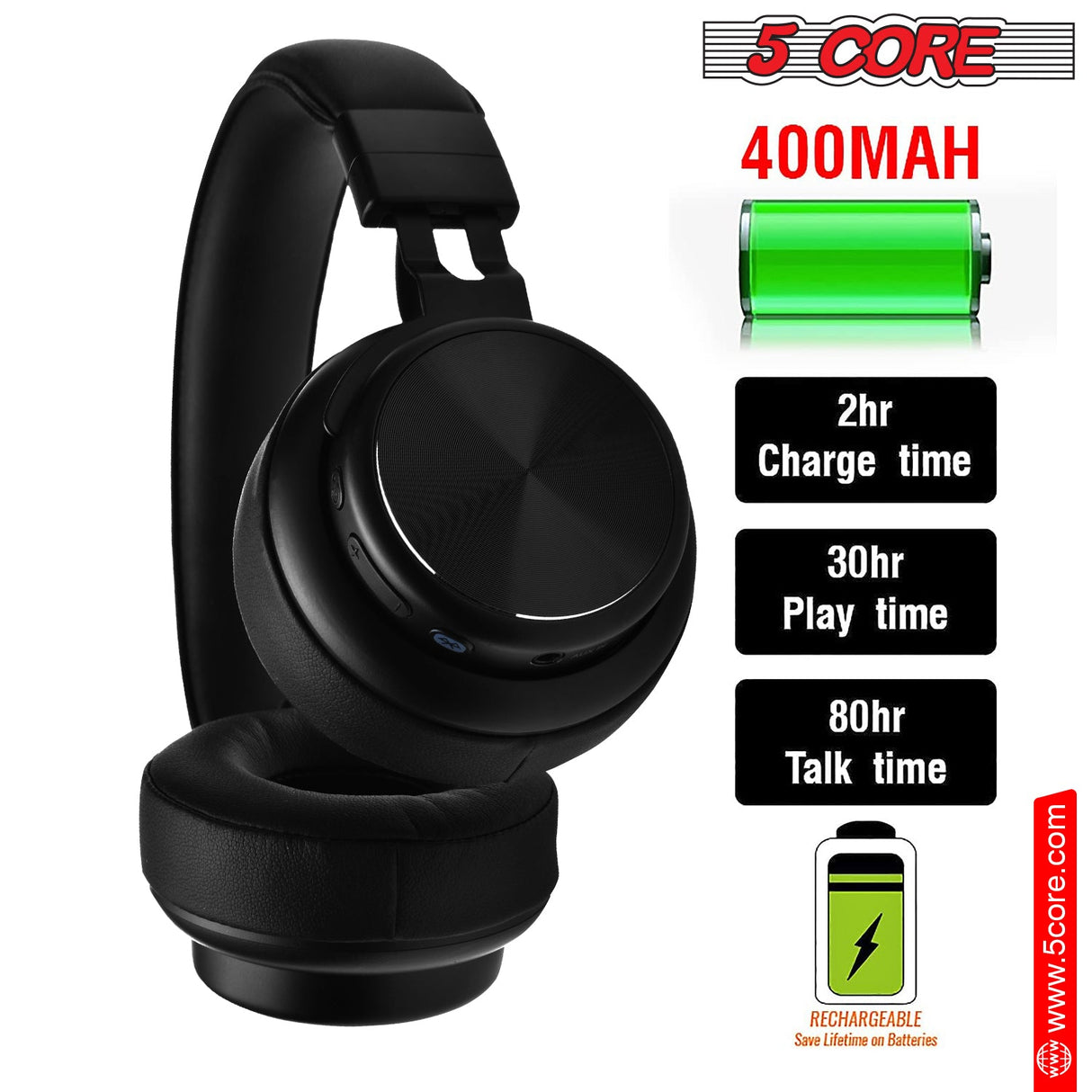 5Core Bluetooth Headphones Wireless Noise Cancelling Audifonos Inalambricos
