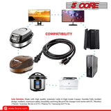 5Core 6ft AC Power Cord for PC and appliances front angle view
