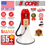5Core Megaphone Bullhorn Speaker Pro 60W Bull Horn Non Rechargeable Cheer Megafono