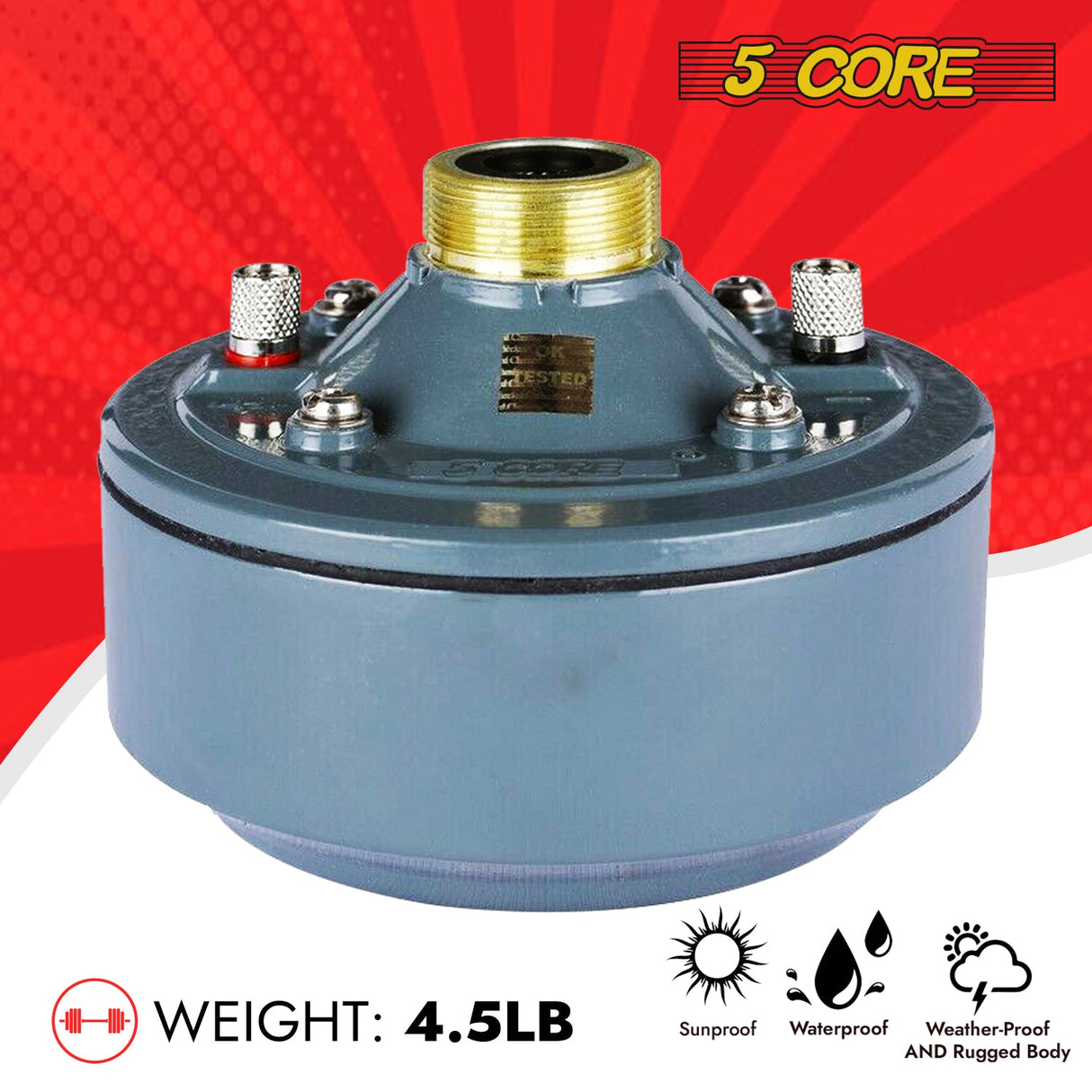 5 Core Compression Driver 600W Peak Aluminium Tweeter Diaphragm 16 Ohm Throat Twist Horn Speaker