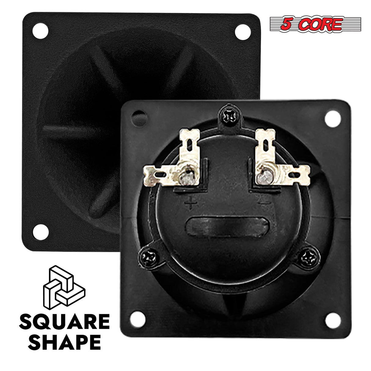 5Core Tweeter 3.25" x 3.25" 40W Component Square Driver Replacement Piezo Super Horn