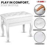 5 Core Piano Bench 3" Padded Cushioned Stool Wooden Heavy Duty Adjustable Musician Chair w Storage