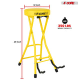 5Core Guitar Stool 3.15" Padded Chair Foldable Heavy Duty Music Seat Built in Foot Rest Guitar Stand