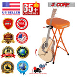 5Core Guitar Stool 3.15" Padded Chair Foldable Heavy Duty Music Seat Built in Foot Rest Guitar Stand