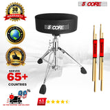 5Core Drum Throne Padded Guitar Stool Swivel Adjustable Drummer Seat Music Chair BLACK VELVET
