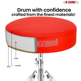 5Core Drum Throne Padded Adjustable Guitar Stool Drummer Seat for Adults & Kids RED