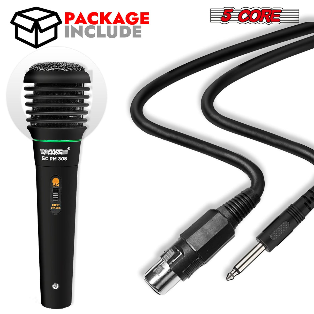5Core XLR Microphone Dynamic Mic Karaoke Singing Studio Mics Handheld Microfono