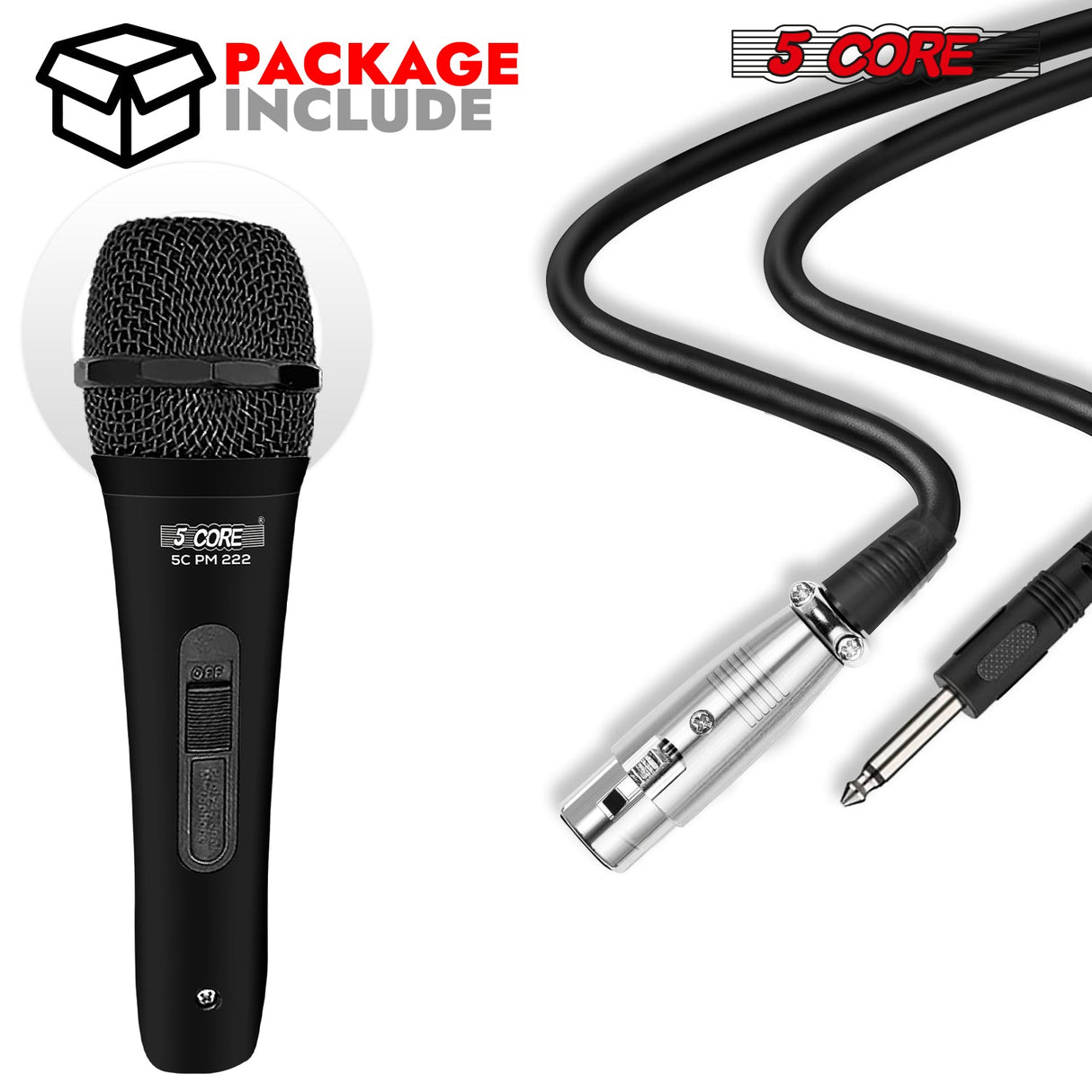 5Core XLR Microphone Dynamic Mic Karaoke Singing Studio Mics Handheld Microfono