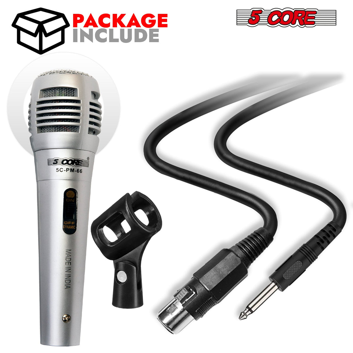5Core XLR Microphone Dynamic Mic Karaoke Singing Studio Mics Handheld Microfono
