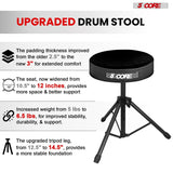 5 Core Drum Throne 3" Thick Padded Memory Foam Comfortable Drummer Stool 330Lb Capacity Adjustable