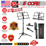 5Core Music Stand For Sheet Music Portable Tripod Adjustable Folding Note Holder BLACK