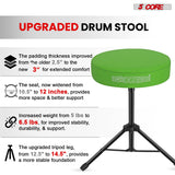 5 Core Drum Throne 3" Thick Padded Memory Foam Comfortable Drummer Stool 330Lb Capacity Adjustable