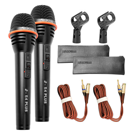 Two microphones with accessories