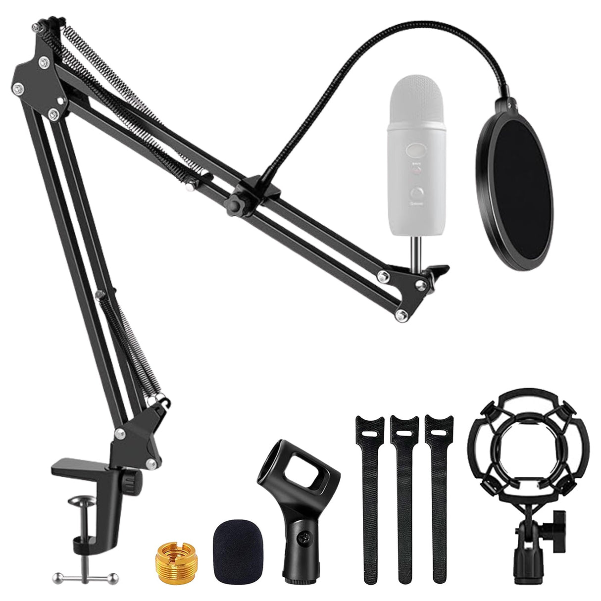 5Core Microphone Stand Suspension Desk Scissor Boom Arm 16" Shock Mount Pop Filter