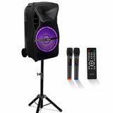5Core 15 inch PA Portable Bluetooth Party Speaker Karaoke Boombox + 2 Wireless Mics