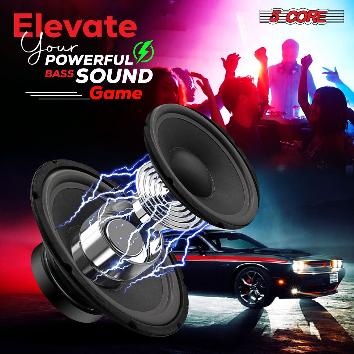 5 Core 10" Subwoofer 600 Watt PA DJ Sub Woofer Speaker 8Ohm Deep Bass Audio Replacement Loud Speaker