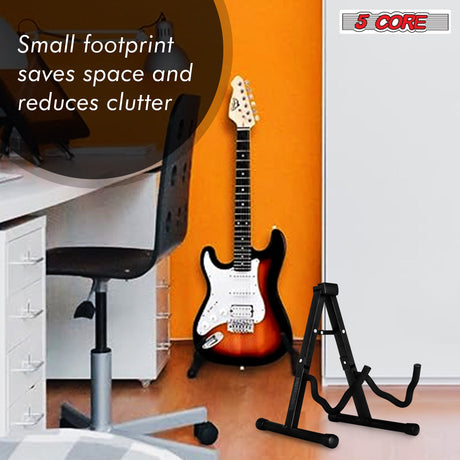 5Core Guitar Stand Floor A Frame Electric Acoustic Bass Soporte Para Guitarra BLACK